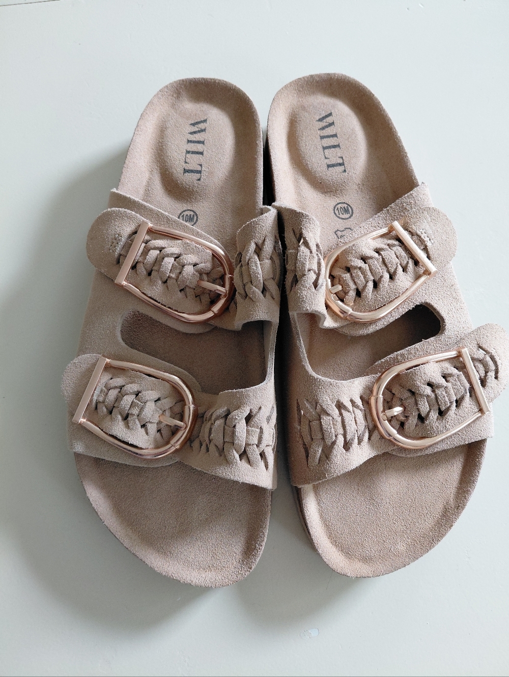 Wilt Tan Sandals with Gold Buckles Suede - Picture 2 of 8